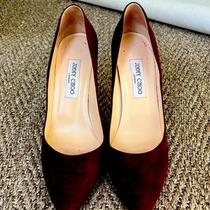 Jimmy Choo suede burgundy heels GUC